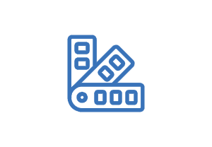 Ein blaues Symbol, das ein gekreuztes Schraubenschlüssel- und Schraubenzieher-Werkzeug zeigt.
