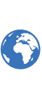 Ein Globus-Symbol, das die Erde in blauer Darstellung zeigt, mit Fokus auf den gesamten Planeten.